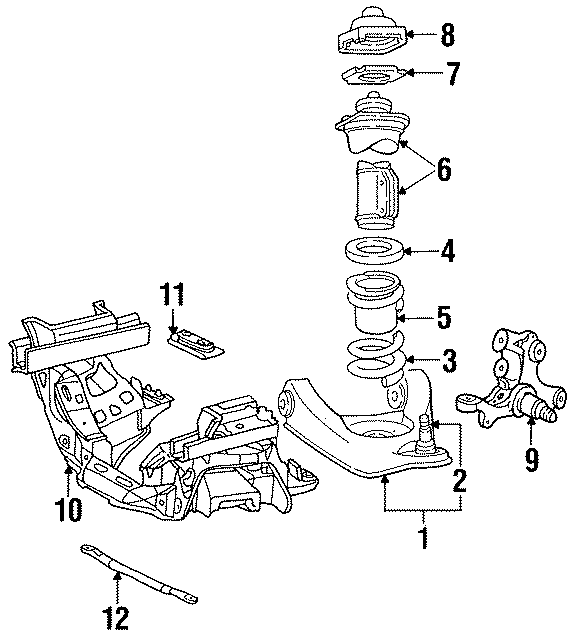 Ford Mustang Kit - front suspension strut. Shock. Cartridge and base of