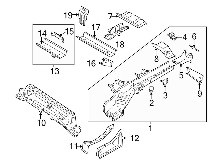 Ford Transit Connect Rear Body Reinforcement. W/LONG WHEELBASE. W/SHORT ...