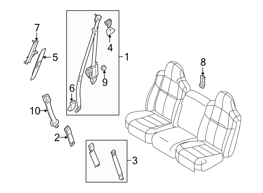 Ford F-250 Super Duty Belt. Seat. Shoulder. Retractor. And