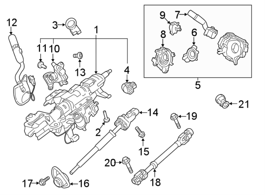 Ford F250 Super Duty Column assembly steering. Steering column