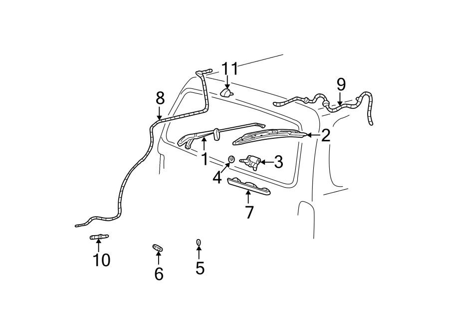 Ford Explorer Valve. Hose. Washer. Liftgate Adapter. Tube ASSEMBLY