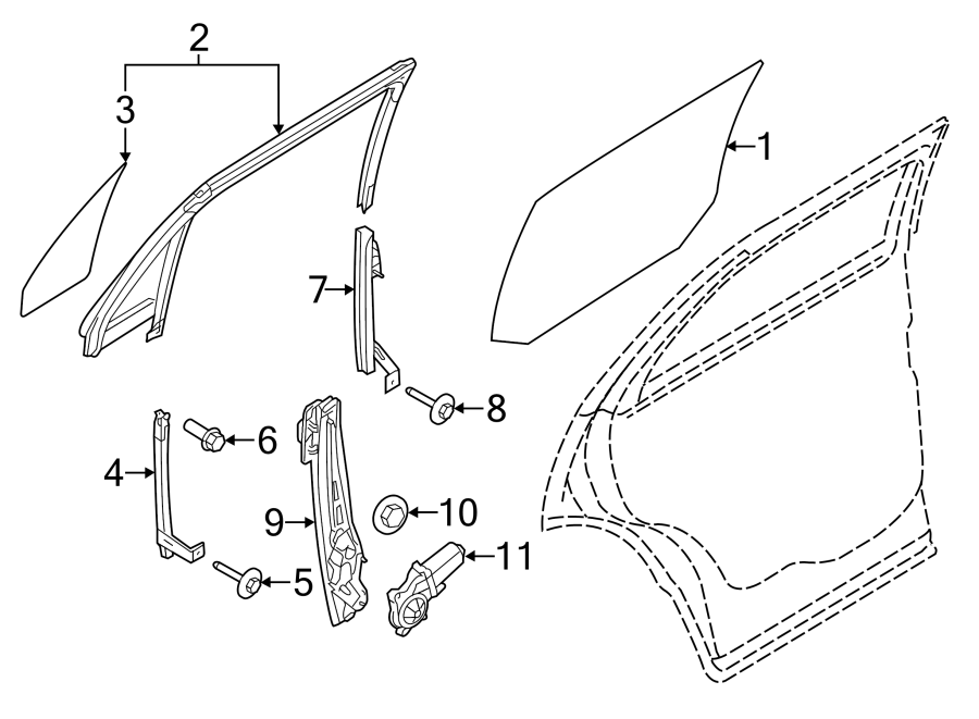 2014 Ford Explorer Window. Motor. Explorer; right. Explorer; w/o 1