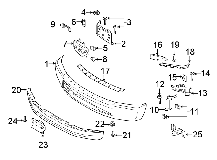 Ford F-350 Super Duty Bumper. Bar. ASSEMBLY - FRONT. Face. Front ...