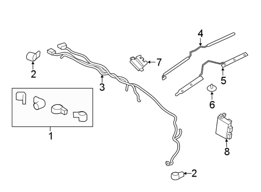 Ford Edge Parking Aid System Wiring Harness. 2015-18, SEL. REAR